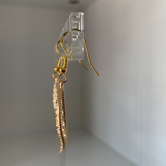 Gold Dangle Fall Leaf Earrings - Picture 5 of 8